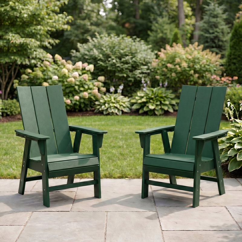 Ensemble de 2 chaises Adirondack Modern Curveback, Green