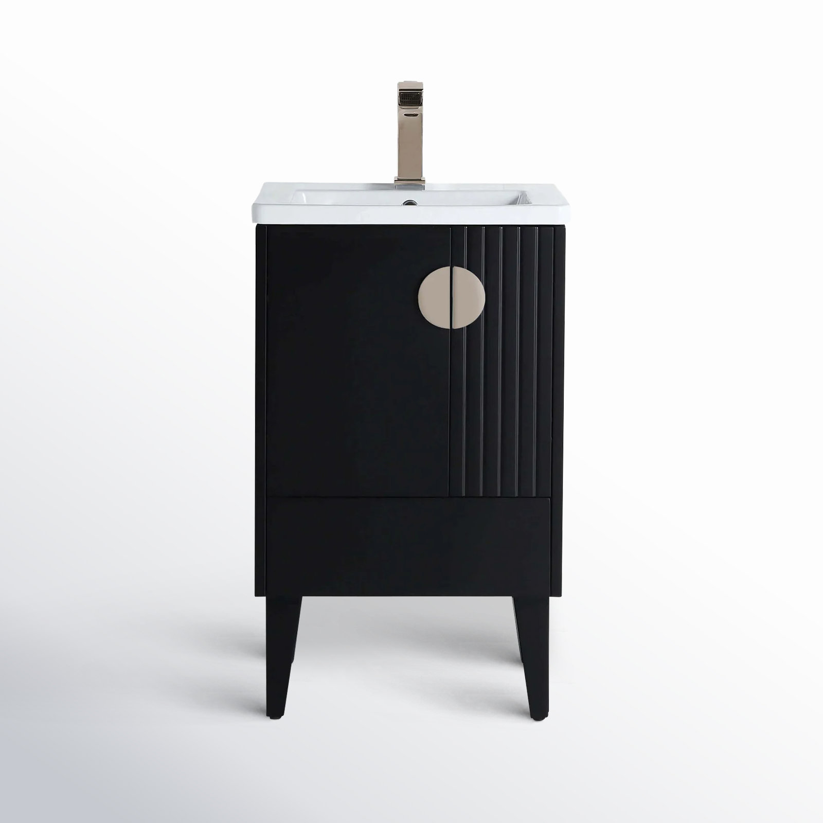 Saimah 20'' Single Bathroom Vanity, Black, Satin Nickel