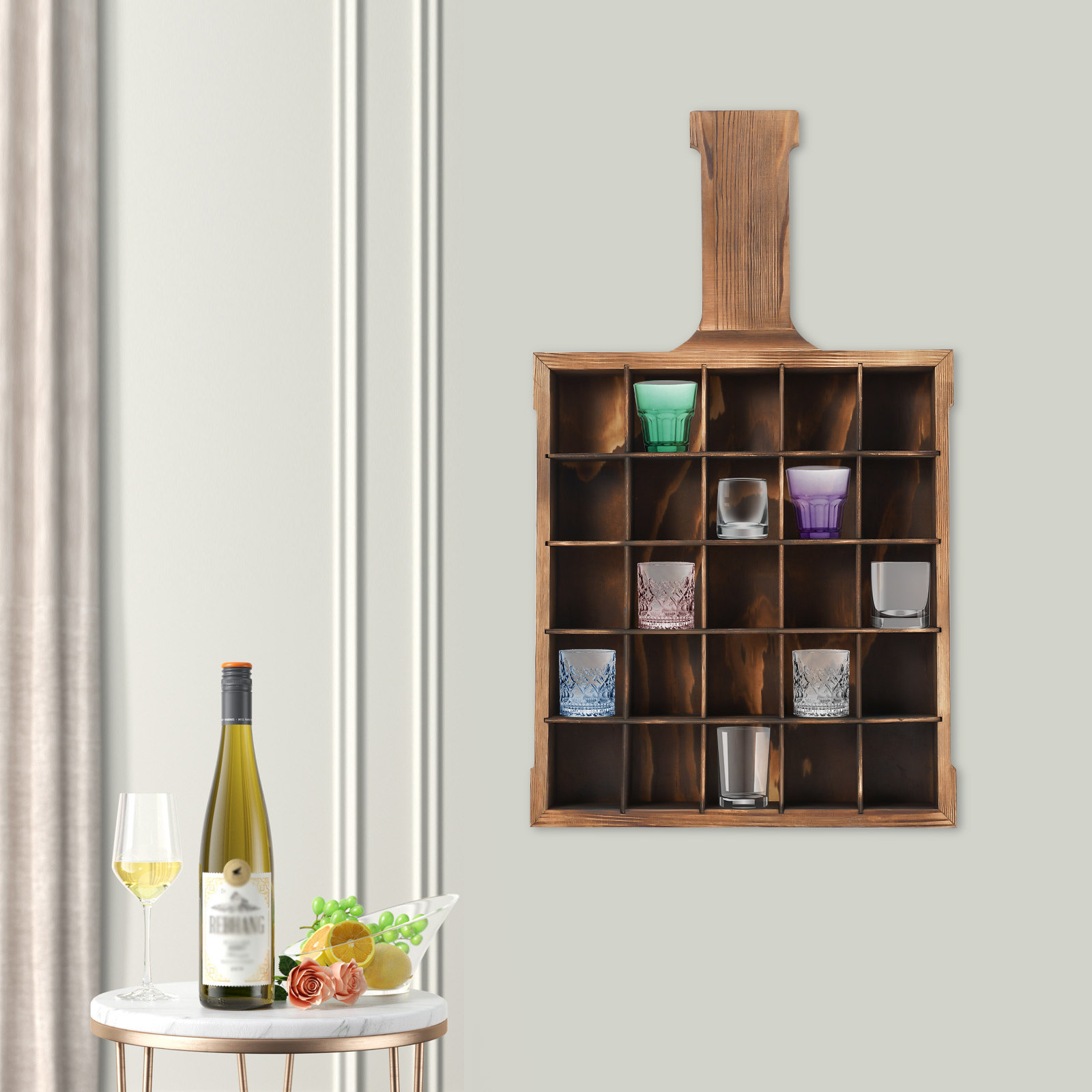Millwood Pines Wine Glass Display Stand Glass Rustic Glass Storage Shelf  Organizer Wall Mounted Glass Holder Cabinet | Wayfair