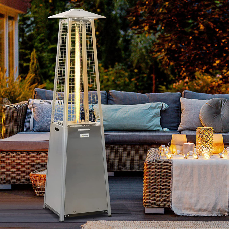 Hartford Propane Standing Patio Heater, Silver