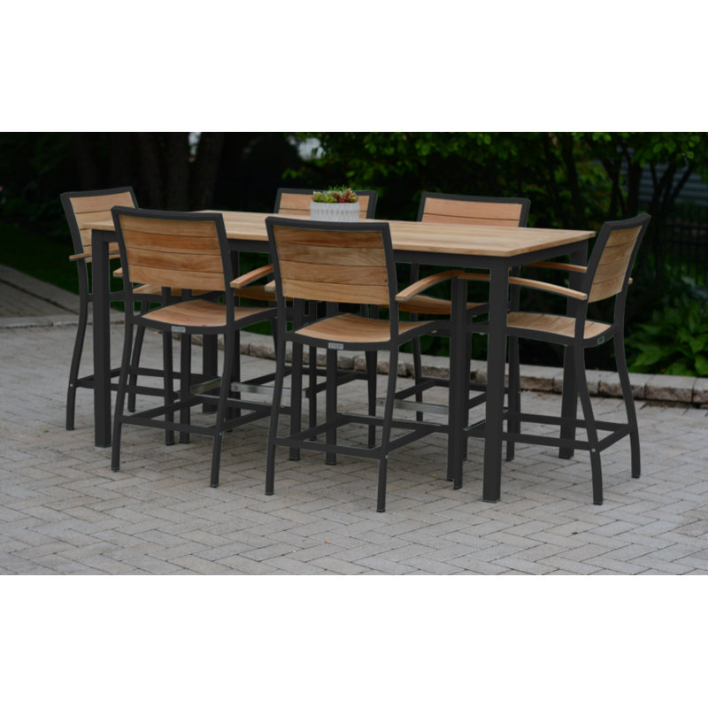 Soho Outdoor 7 - Piece Bar Height Dining Set, Black