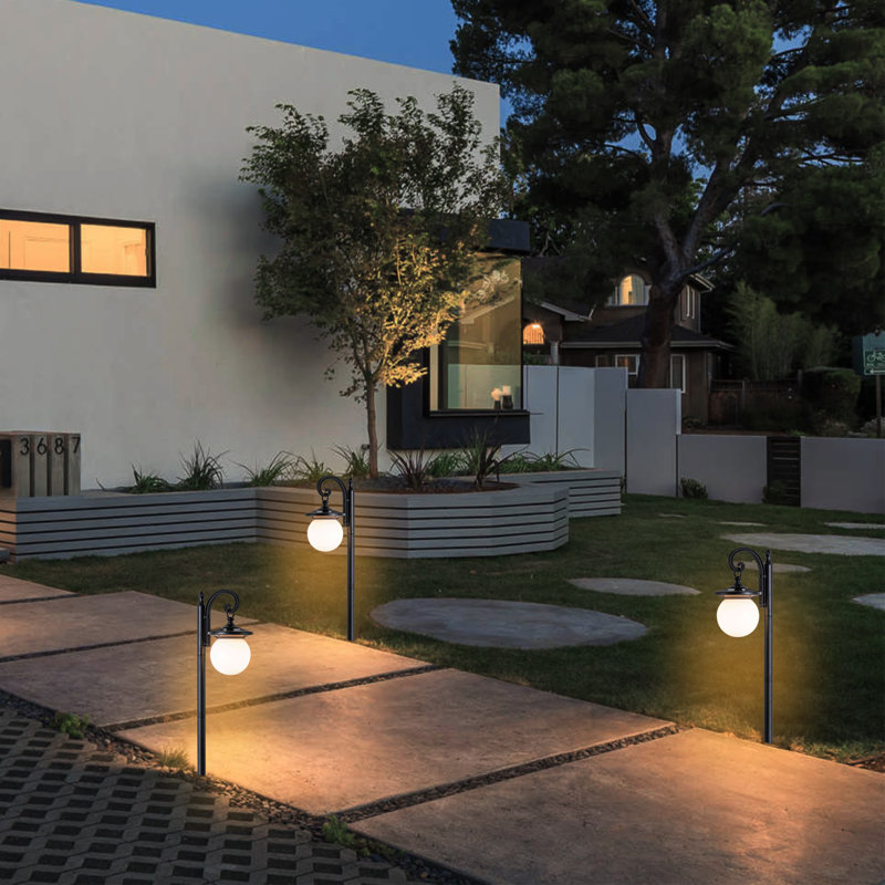 Lampadaire solaire pour l'extérieur avec pot de fleurs, Blanc acajou