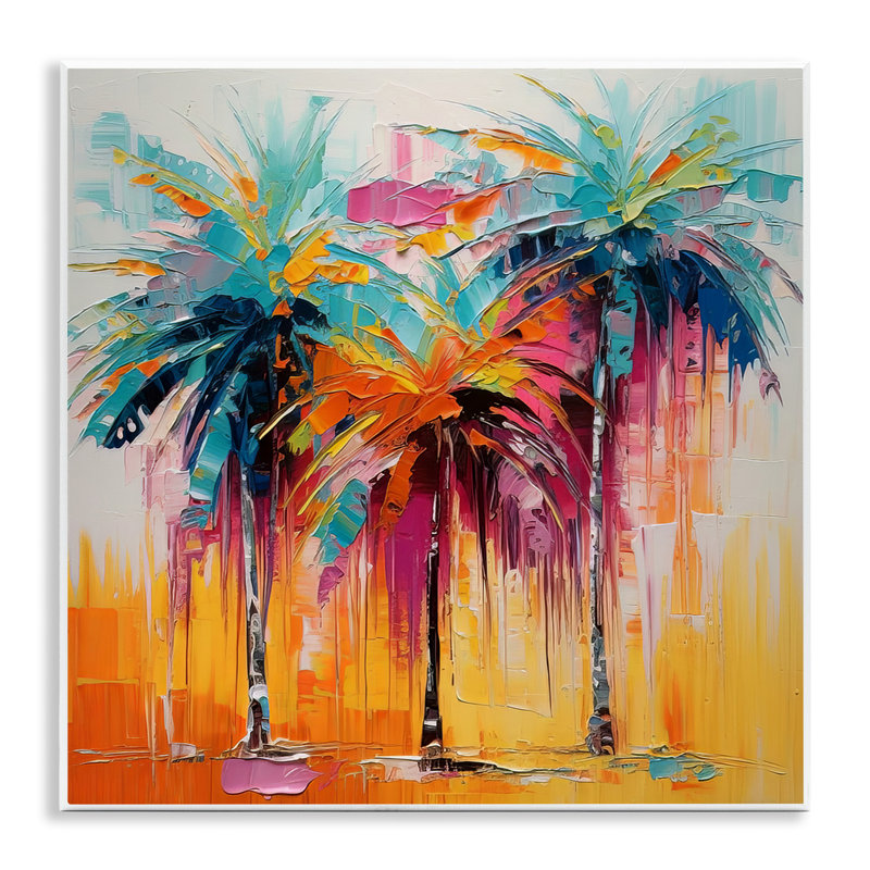 Ba-048, impression encadrée de palmiers modernes sur toile par Irena Orlov, H 12 po x l 12 po x P 0,5 po