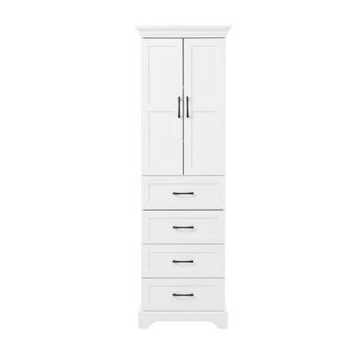 Armoire de salle de bain autoportante de 71,6 pouces avec deux portes avec charnières et tablettes réglables, convenant aux chambres à coucher, aux bureaux et aux salons.