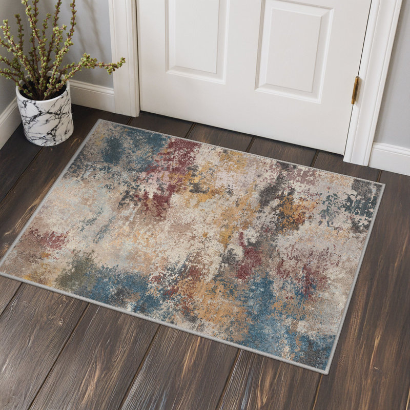 Abstract Machine Printed Area Rug, Rectangle 60 x 90 cm