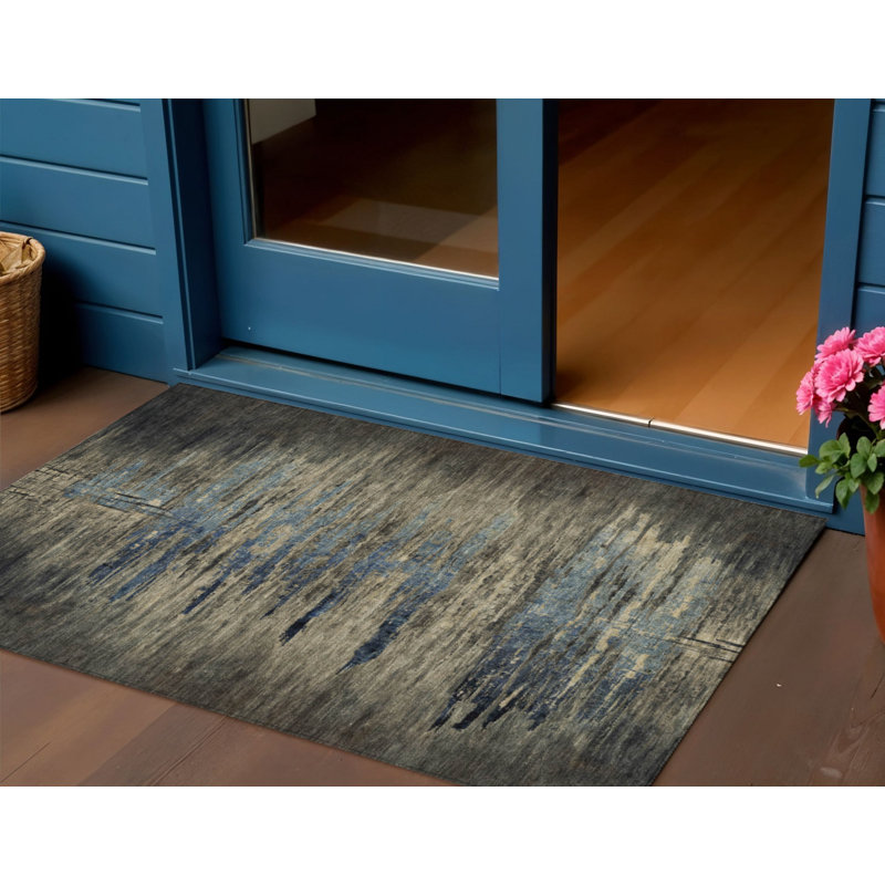 Tapis extérieur lavable abstrait 3 pi x 5 pi café