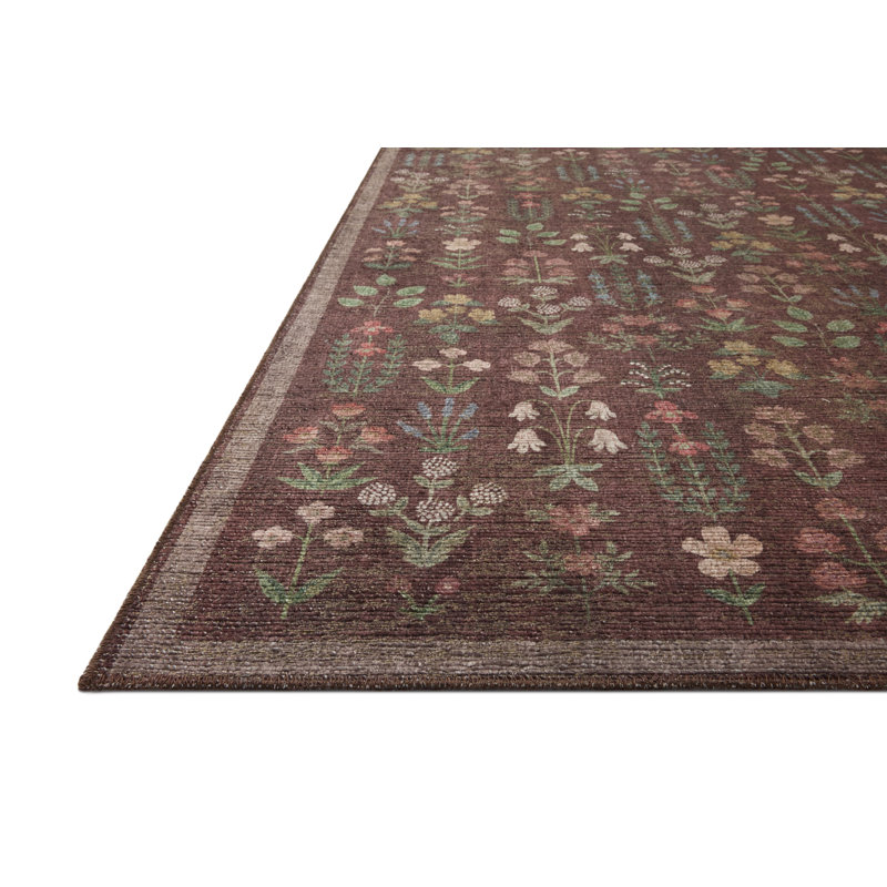 Rifle Paper Company x Loloi Edinburgh Merlot / Multi  Area Rug, Rectangle 5' x 7'6",  Merlot/Multicolor 