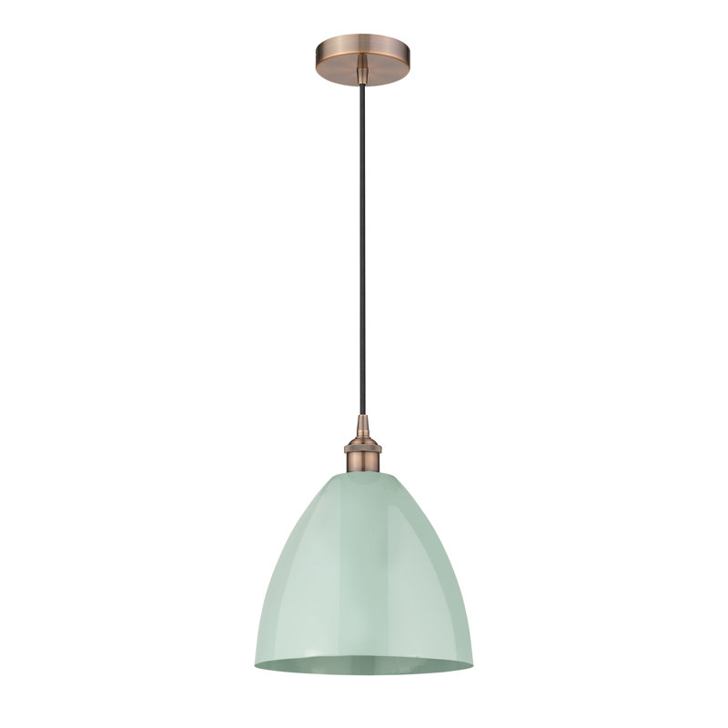 Luminaire suspendu conique 1 lumière, Cuivre antique, Écume de mer, écume de mer, H 14,75 po x l 12 po x P 12 po