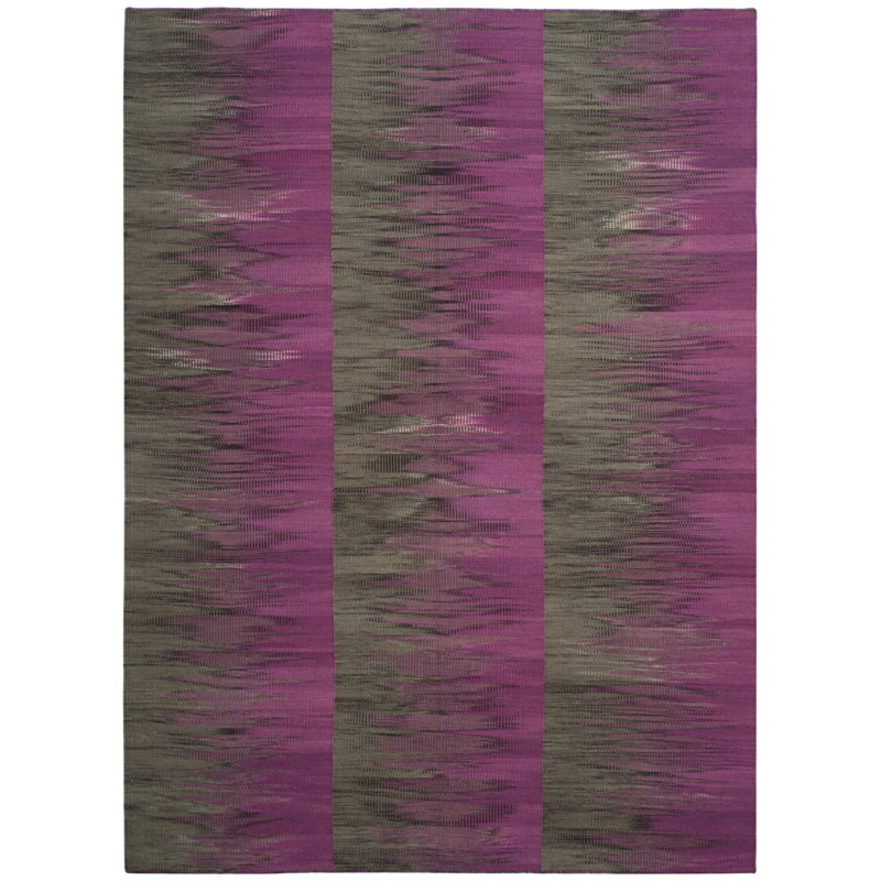 Tapis mauve / gris anthracite en laine tissé à la main Maomina, Rectangle 4 pi x 6 pi
