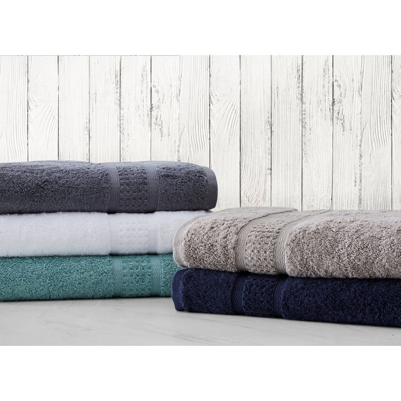 Soft Plush Cotton Hand Washcloth Set of Six, Gray