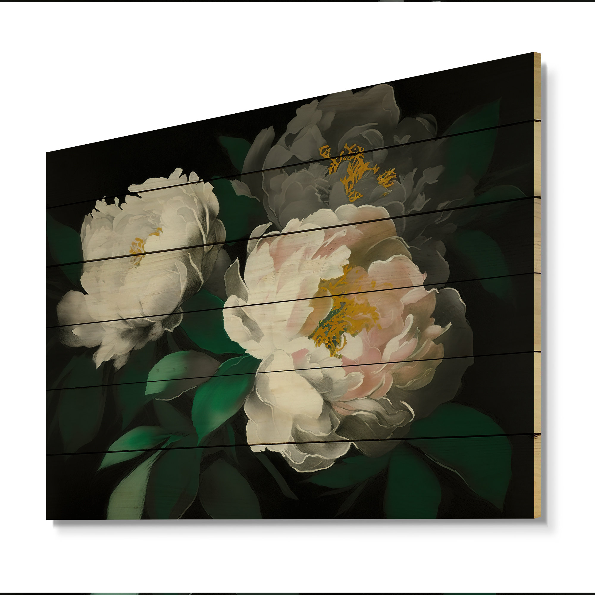 Red Barrel Studio® " White Blossoming Peony On Black I " - Wayfair Canada