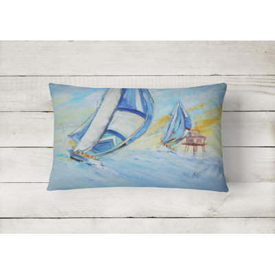Sailboat Outdoor Reversible Throw Pillow