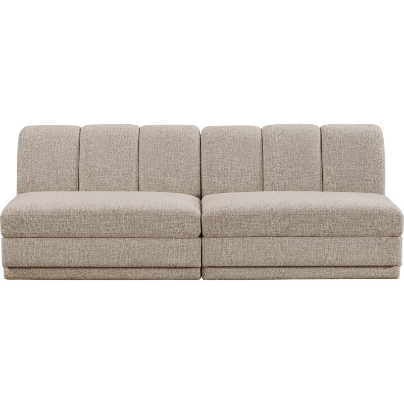 Tissu Chiquita rembourré 2 pièces Canapé modulaire, Tissu beige