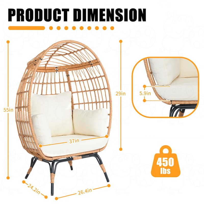 Chaise longue d'extérieur en osier avec coussins Wicker