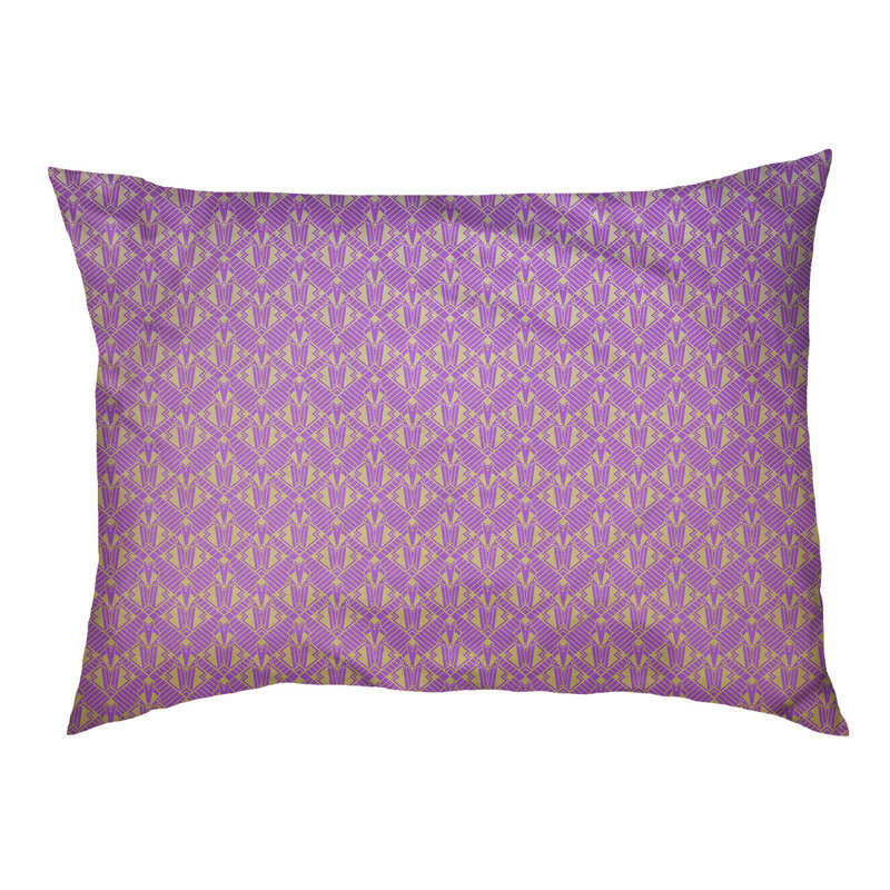 Coussin stylisé dégradé art déco Byrge, L 29,5 po x l 19,5 po, Mauve / Jaune