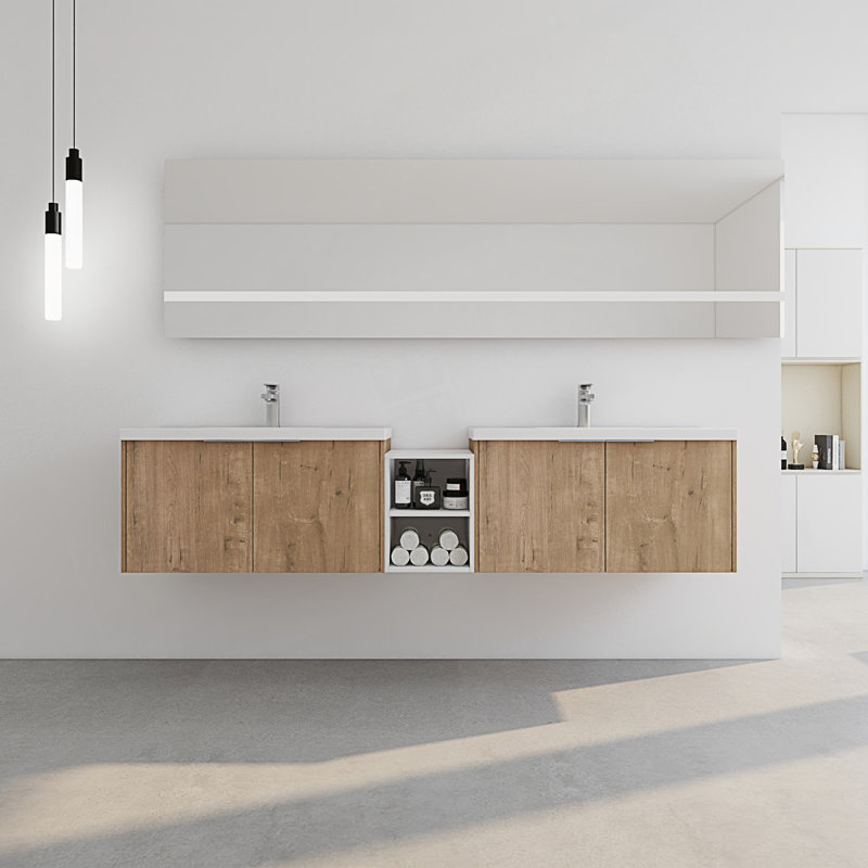 Meuble-lavabo à fermeture en douceur avec lavabo et tablettes, armoire combinée 36 po et 12 po