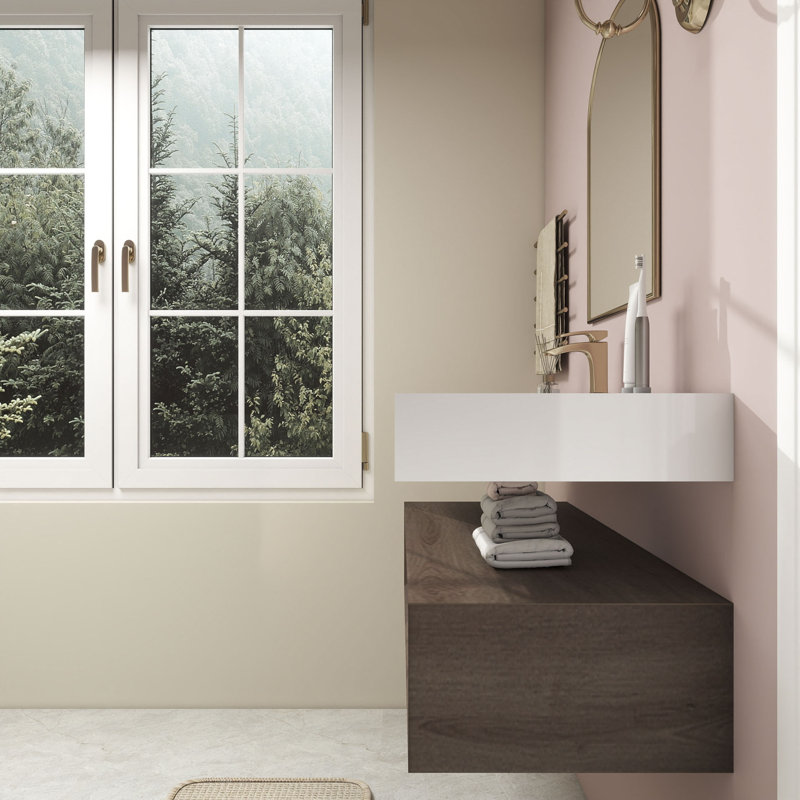 Alysa 48" Wall-Mounted Single Bathroom Vanity Set, Red  Oak