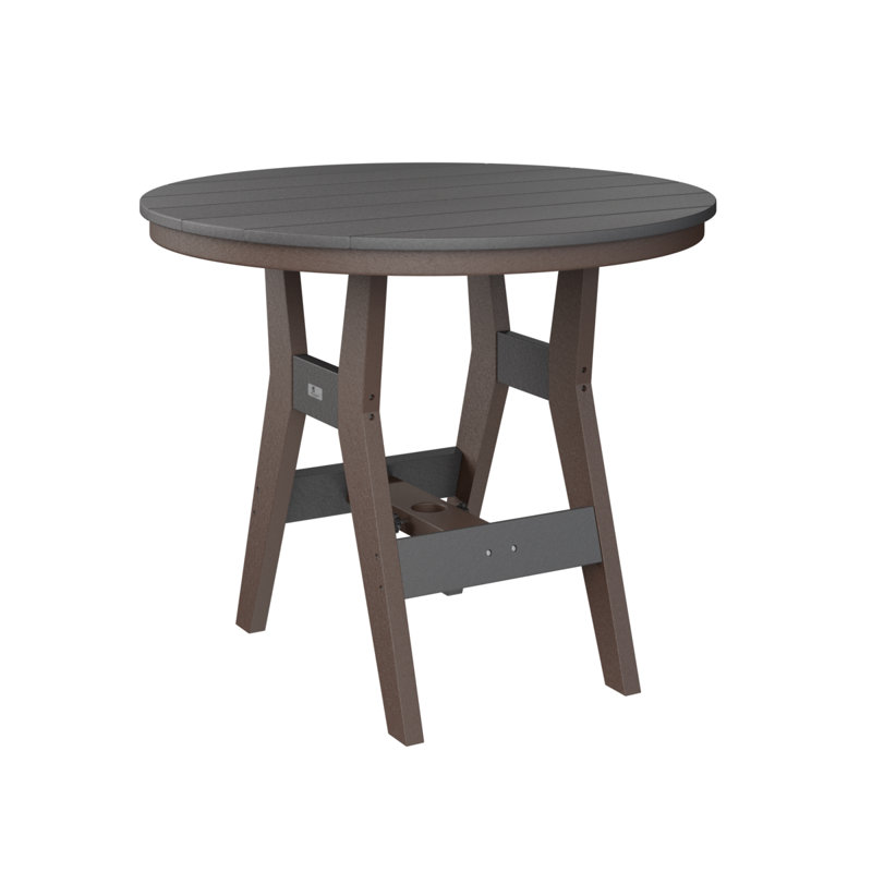 Harbor Outdoor Round Dining Table, Chocolate Brown, Seashell