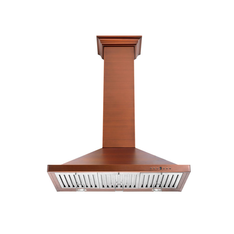 ZLINE 36 in. Designer Series Hand-Hammered Convertible Vent Wall Mount Range Hood, Copper