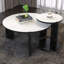 Ensemble de 2 tables basses gigognes rondes pour petit endroit, table de bout de salon avec plateau en pierre frittée blanche, table de chevet de 32,68 po + 16,93 po de diamètre pour la salle à manger de la salle à manger, canapé de 83 cm et plus de 43 cm