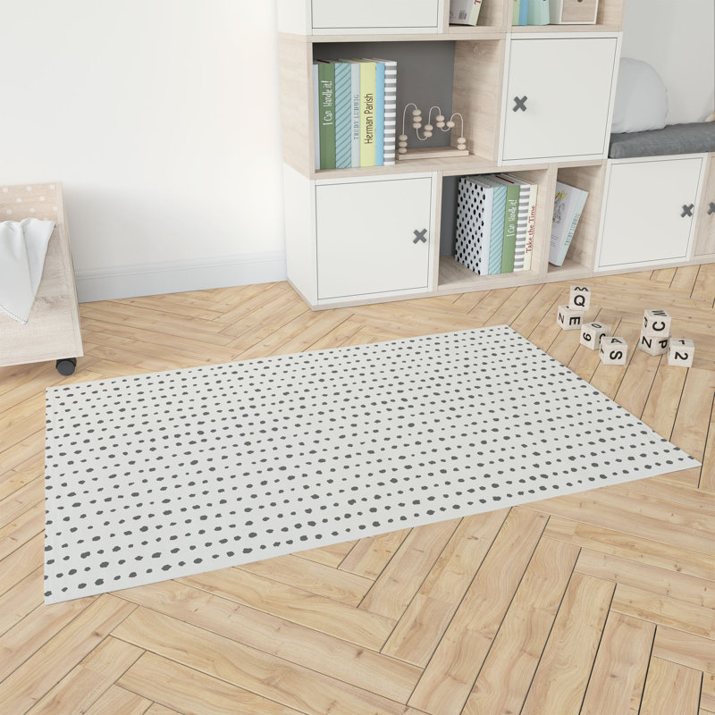 Dot Row Kids Play Mat, Ivory/Charcoal, Rectangle 24" x 36"