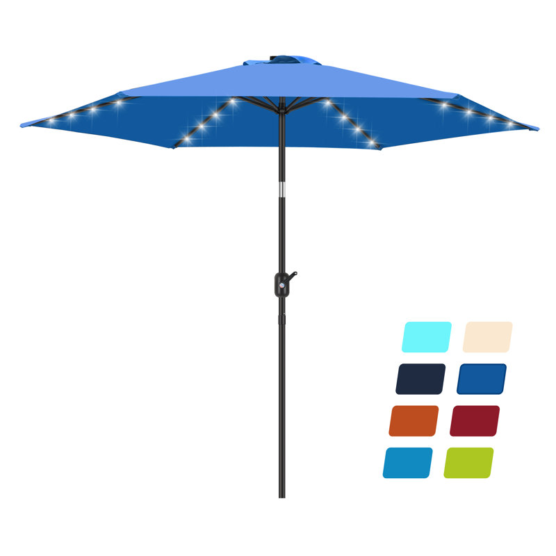 Parasol de marché lumineux Boxwell, Bleu, H 98,4 po x l 90 po x P 90 po