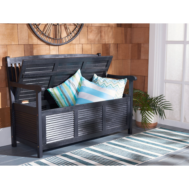 Solid Wood Acacia Outdoor Bench, Black