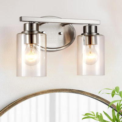 Modern Bathroom Vanity Light Fixture With Clear Glass Shades, Brushed Nickel Finish, Rustproof Wall Mount Lighting For Bathroom, Hallway, And Bedroom