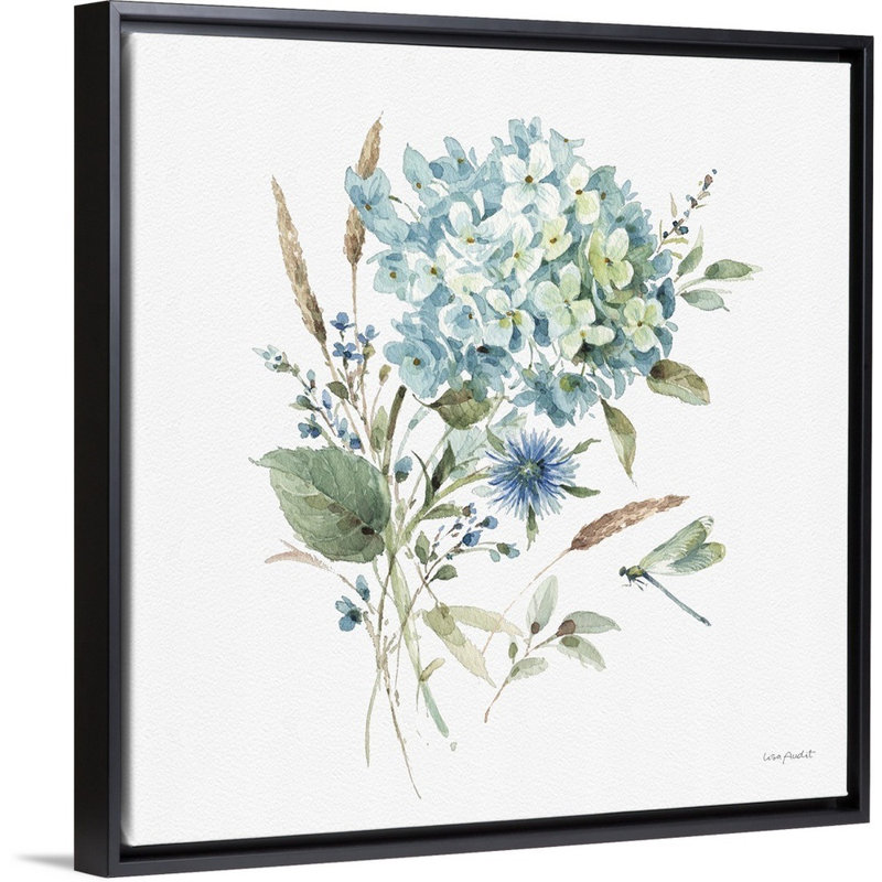 «Bohemian Blue 03 on White» par Lisa Audit - reproduction d'art, H 32 po x l 32 po x P 1,75 po, Toile avec cadre noir