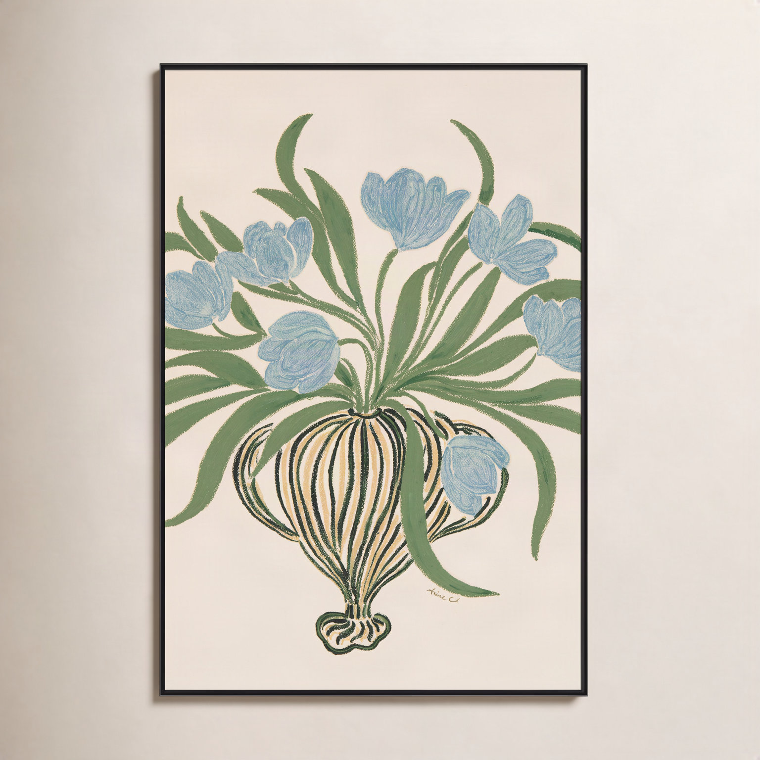 Colette "La Poire Blue Tulips" Print, 61.5" H x 41.5" W, Black