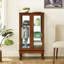 Vitrine en chêne avec tablettes réglables et dossier en miroir pour objets de collection-971695474