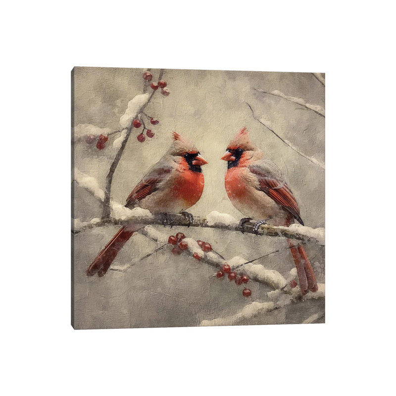 Christmas Cardinals - reproduction d'art mural