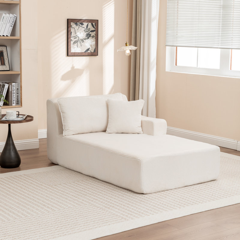 Méridienne à accoudoir droit, Orienté à droite, Beige