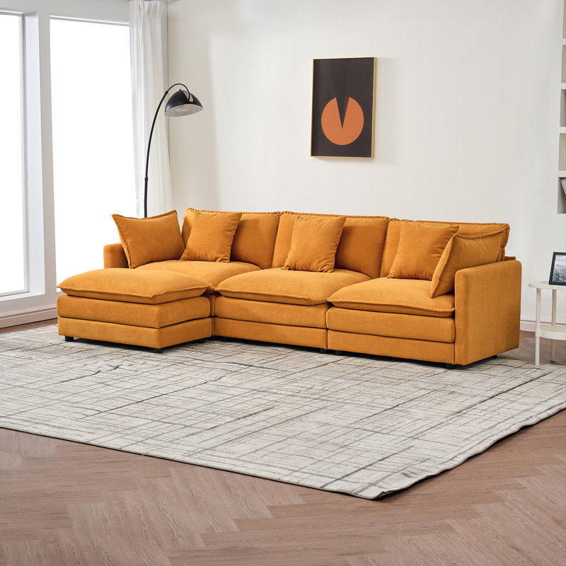 Modular Combination Sofa, Comfortable Cloud Sofa, Orange