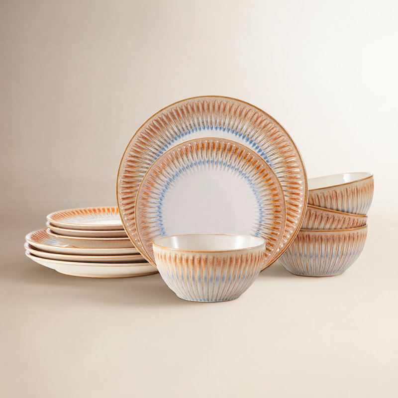 Pfaltzgraff Hensley 12-Piece Stoneware Dinnerware Set, Service for 4, Taupe