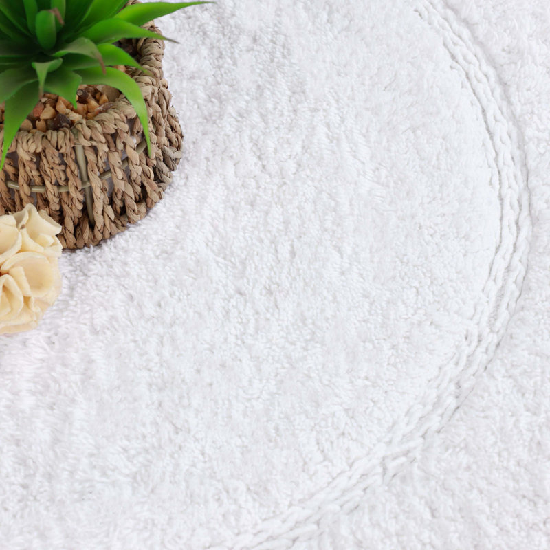 Ensemble de tapis de salle de bain ovale antidérapant en coton de qualité supérieure, Blanc