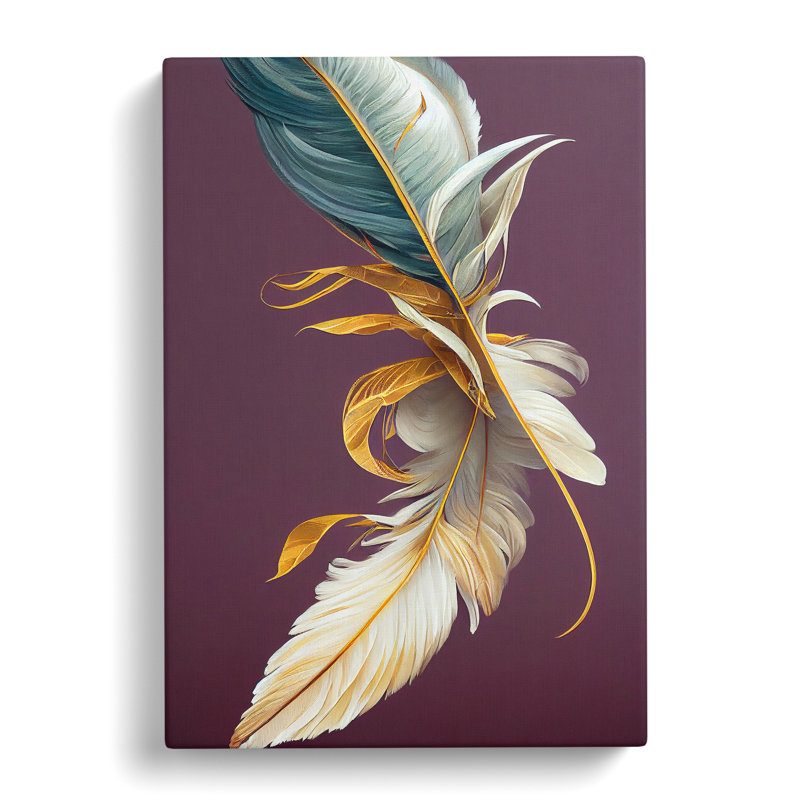 Angelic Feathers - Wrapped Canvas Print, 50cm H x 35cm W x 3cm D