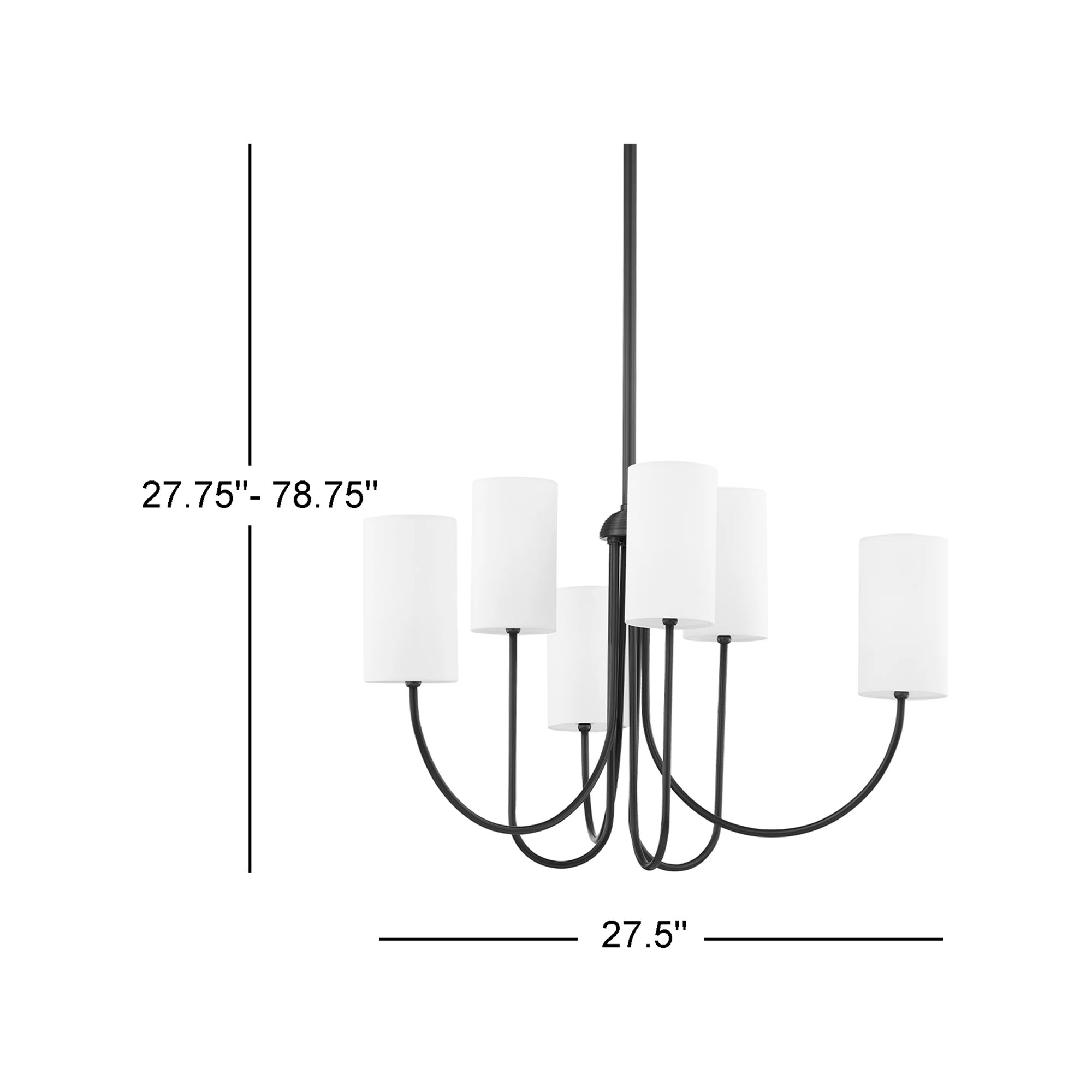 6 - Light Metal Chandelier, Old Bronze