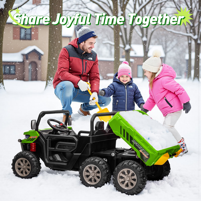 UTV électrique 24V 4WD pour enfants avec télécommande, grand siège et 3 vitesses (3 à 8 ans), Vert