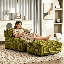 Chaise longue adulte en velours côtelé - Mousse moulée par compression, avec repose-pieds-1901742815