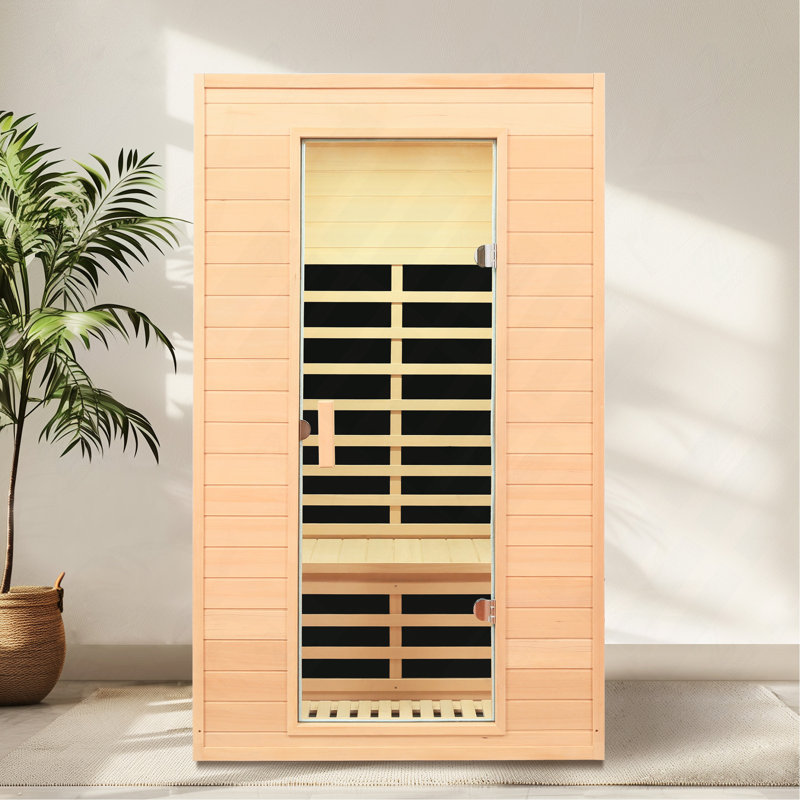 Sauna intérieur en pruche infrarouge lointain pour 2 personnes avec toit encastré