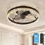 Ventilateur de plafond noir intelligent 16 pouces avec lumière, lustre encastré à DEL avec 5 pales invisibles, télécommande, minuterie et éclairage à intensité variable