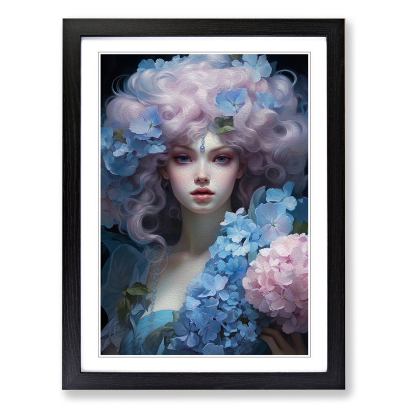 Hydrangea Rococo - Framed Print, 46cm H x 34cm W x 2cm D, Black Framed