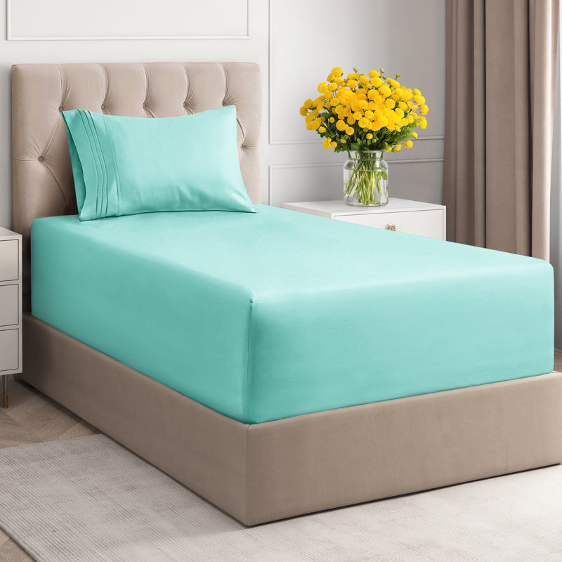 Extra Deep Pocket Sheet Set, Cooling & Breathable Bed Sheets, Soft Hotel Luxury Bedding, Fits 18–24 Inch Mattress, Spa Blue