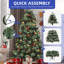Arbre de Noël artificiel 6 pi, cyprès mélangé artificiel et pin, arbre de Noël luxuriant avec lumières RVB-1822540874