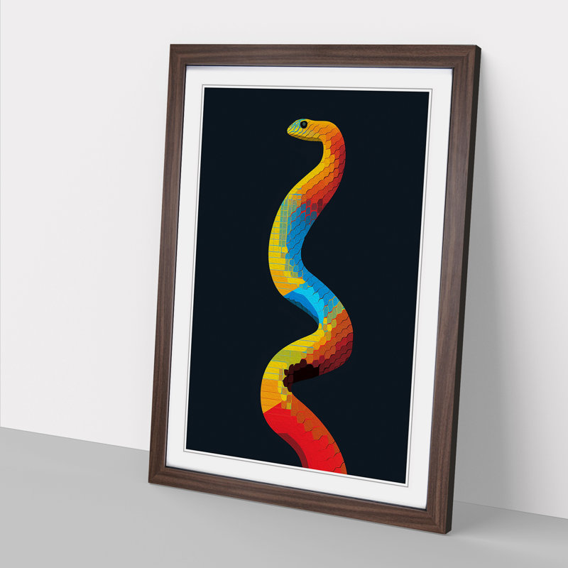 Python Minimalism Art - Framed Print, Walnut Framed, 64cm H x 46cm W x 2cm D