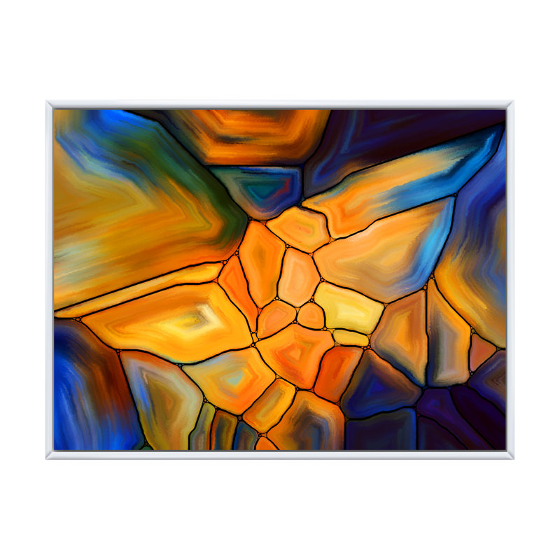 Rêve de vitrail - reproduction sur toile avec cadre flottant, H 8 po x l 12 po x P 1 po, Cadre blanc