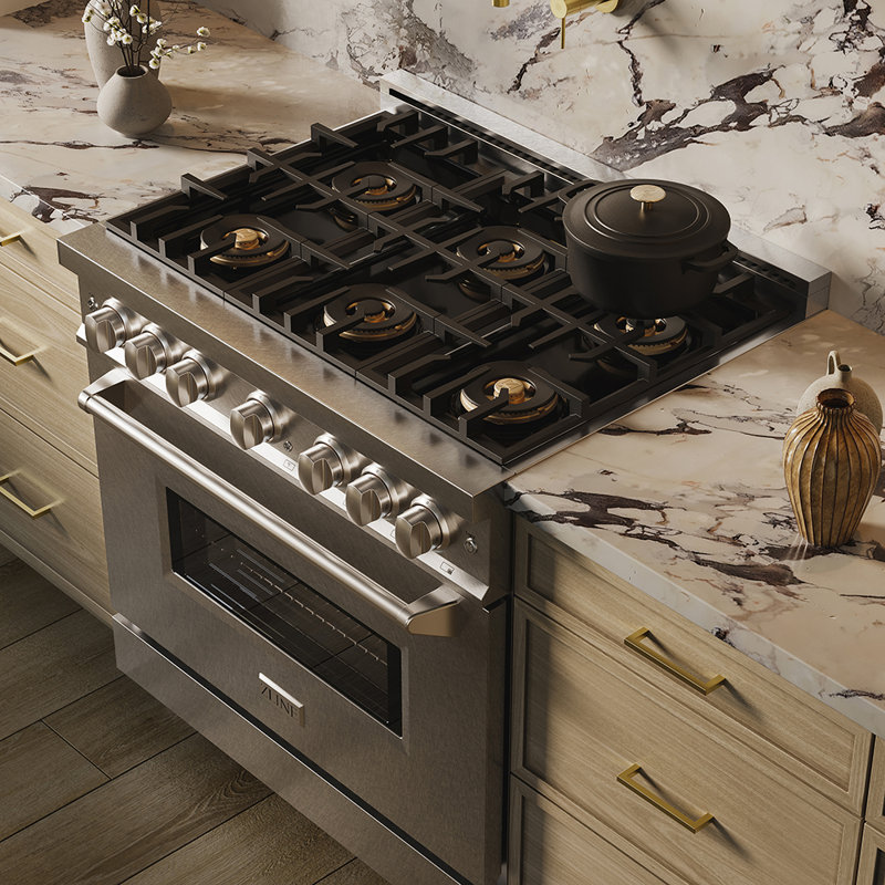 ZLINE 36 in. Classic Dual Fuel Range with 6 Burner DuoPro Cooktop and Electric Convection Oven, Satin Stainless Steel