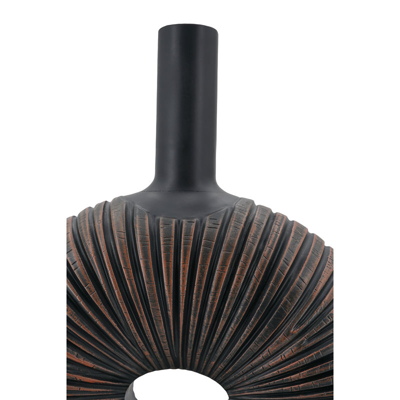 24" Dark Brown Sunburst Disc Polyresin Table Vase