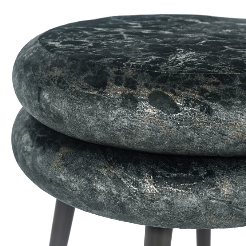 Repose-pieds rond en flanelle 17,3 po, Velours gris foncé, Gris foncé
